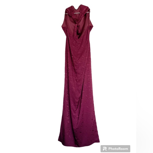 BHLDN Fame and Partners Chrisley Jacquard Halter Dress in Dark Berry - Picture 5 of 14